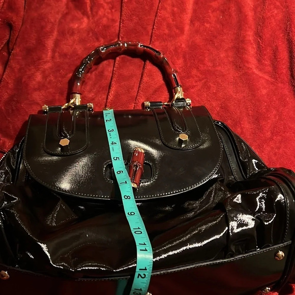 ❤️🥂Host Pick🎉❤️ Gucci Dialux coated  Canvas Pop Bamboo Top handle Satchel bag - Picture 13 of 16